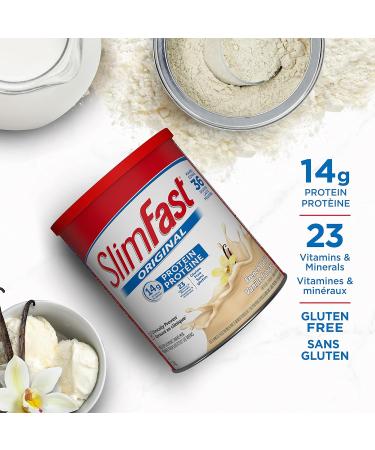 Slim-Fast Original Meal Replacement or Weight Loss Shake Mix Powder - 14g of Protein 23 Vitamins and Minerals Great Taste - 1.2KG - French Vanilla Flavour - Buy Online on GoSupps.com
