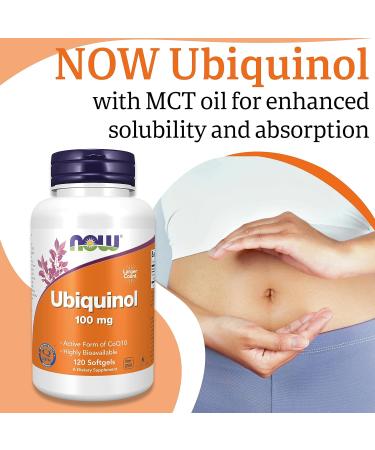 Now Foods Ubiquinol 100mg 120 Softgels - Lab-Tested Coenzyme Q10 | Gluten Free | Soy Free | Non-GMO - Buy Online on GoSupps.com