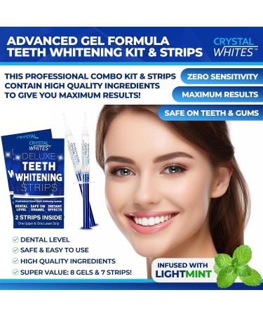 Teeth Whitening Kit & Whitening Strips + LED Light Activator | 50 Whitening Sessions | 8X3ml Gels | Crystal Strips | UK Approved Formula | Safe On Teeth & Gums | Home Stain Remover Dental Kit - Buy Online on GoSupps.com