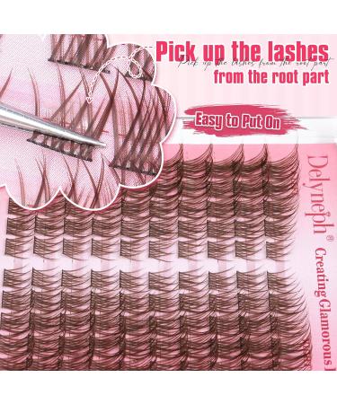 Buy Natural Brown Lash Clusters - Wispy Premade Eyelash Extensions | C Curl 10-15mm DIY for Beginners | Delyneph - Buy Online on GoSupps.com
