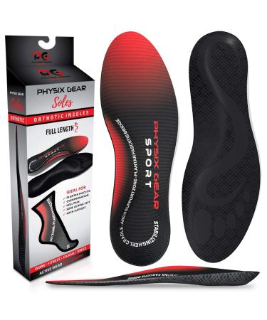 Arch Support Insoles Men & Women by Physix Gear Sport - Orthotic Inserts for Plantar Fasciitis Relief, Flat Foot, High Arches, Shin Splints, Heel Spurs, Sore Feet, Overpronation (1 Pair, Large) L - US Mens 10 - 11 1/2 | Wo