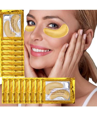 DELISOUL 30 Pairs 24K Gold Collagen Under Eye Masks Crystal Eye Patches Gel Moisturizing Anti Aging Hydrating Reducing Puffiness Dark Circles and Wrinkles Eye Pads for Women and Men