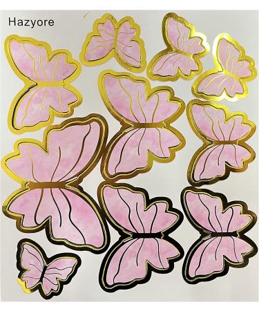 Hazyore Pink Butterfly Cake Toppers  11pcs Butterfly Cupcake Toppers Happy Birthday Metal Gold Cake Topper for Girls Women's Birthday Cake Party Decorations - Buy Online on GoSupps.com