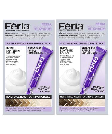 L'Oreal Paris Feria Hyper Platinum Hair Bleach Kit - Anti Brass Purple Conditioner - 2 Count - Buy Online on GoSupps.com