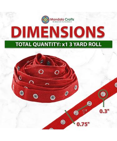 Mandala Crafts Red Snap Tape for Sewing - 3 Yards Baby Snap Button Trim - Fastener Button Strips for Baby Clothes - Buy Online on GoSupps.com