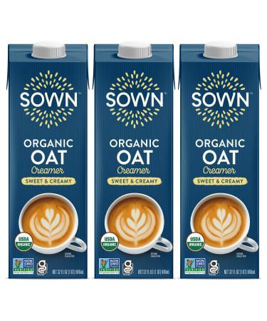 SOWN Organic Oat Creamer Sweet & Creamy - Barista Oat Milk Non Dairy Coffee Creamer - Plant Based, Dairy-Free, Vegan, Gluten-Free, Non-GMO, Shelf Stable - 32oz (Pack of 3) Sweet & Creamy 32 Fl Oz (Pack of 3) - Buy Online on GoSupps.com