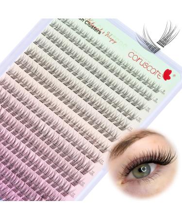 Wispy Lash Clusters Natural Look Eyelash Clusters C Curl Lashes Cluster Eyelash Extensions 280pcs Individual Lashes Cluster 9-14mm Lash Extensions Thin Band Eyelashes DIY at Home by CORUSCATE Lash Clusters 01