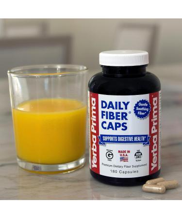 Yerba Prima Daily Fiber Caps - 180 Capsules (Pack of 2) - Soluble & Insoluble Fiber Supplement - Colon Cleanse - Vegan Non-GMO Gluten-Free - Buy Online on GoSupps.com