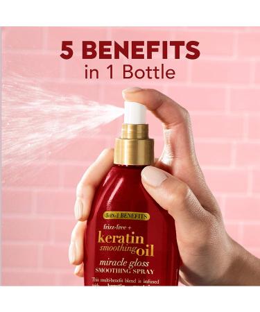 OGX Frizz-Free + Keratin Smoothing Oil Miracle Gloss Spray 5 in 1 De-frizz & Shiny Hair Argan Oil - Buy Online on GoSupps.com