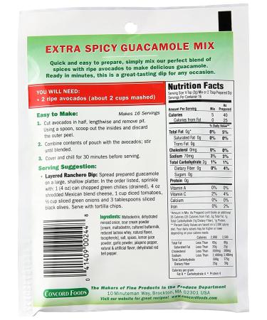 Concord Foods Extra Spicy Guacamole Mix 1.2 oz - Perfect for Spicing Up Your Guacamole! - Buy Online on GoSupps.com