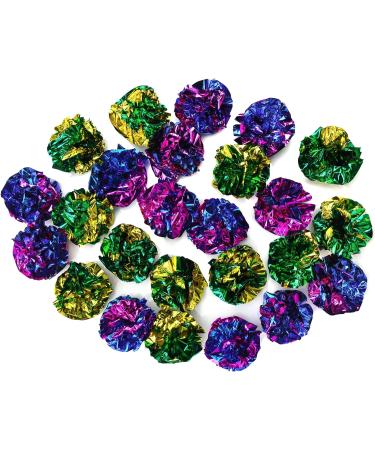 Chiwava 24PCS 1.6" Mylar Balls Shiny Crinkle Cat Toys Ball Kitten Crackle Lightweight Play Assorted Color - Buy Online on GoSupps.com