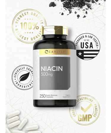 Carlyle Niacin 500mg | 250 Capsules - Non-GMO & Gluten Free - Buy Online on GoSupps.com