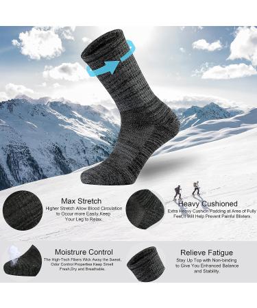 Ortis Men's Merino Wool Moisture Wicking Crew Socks 4 Pack - Black, Size 10-13 - Buy Online on GoSupps.com