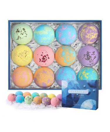 Bath Bombs Gift Set HayaYoffi 12 Pack Natural Essential Oils SPA Bath Fizzies Set Suitable for Relaxation and Stress Relief Mothers Day Gifts Birthday Gifts Gifts for Girls and Boys