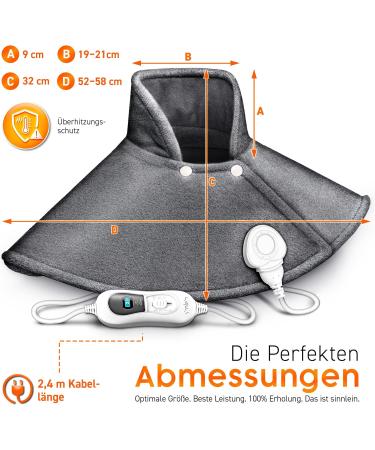 Sinn Electric Heating Pillow for Shoulder Neck & Back - 3 Temperature Levels Auto Shut-Off 100W Gray Heating Cape - Buy Online on GoSupps.com