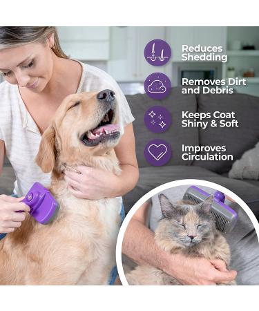 HERTZKO Self-Cleaning Slicker Brush for Dogs & Cats | Grooming, Dematting & Fur Removal Tool - Buy Online on GoSupps.com