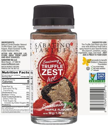 Sabatino Tartufi Truffle Zest Seasoning Hot 50g - All Natural Gourmet Truffle Powder for Keto, Vegan, and Vegetarian Dishes - Kosher, Non-GMO Project Certified - Buy Online on GoSupps.com