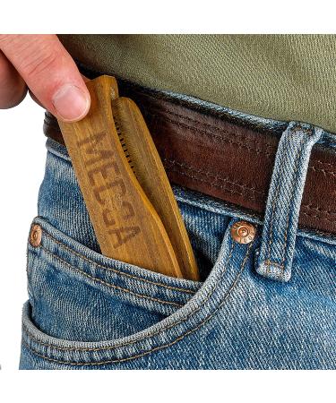 Folding Wooden Comb - 100% Solid Beech Wood - Fine Tooth Pocket Sized Comb for Men - Travel Friendly Hair Brush - Buy Online on GoSupps.com