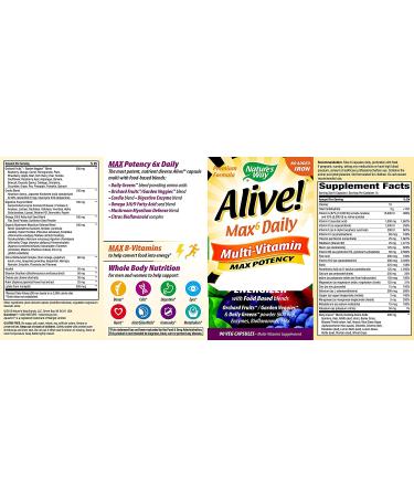 Nature's Way Alive! Max6 Daily Multi-Vitamin - 90 Vegan Capsules - No Iron Added - Buy Online on GoSupps.com