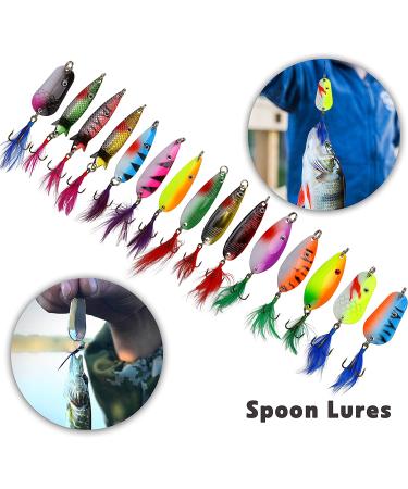 Rooster Bait Tail Spinner Fishing Lures Kit - 30pcs Metal Spoon Lures with Feathered Hooks - Bass, Walleye, Trout - Freshwater & Saltwater - Buy Online on GoSupps.com