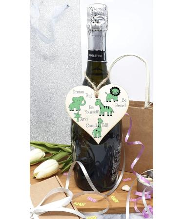 Plum Penguin Handmade Wooden Hanging Heart Plaque: Be Brave, Dream Big, Be Yourself - Green Safari Animals Nursery Wall Decoration - New Baby Gift - Buy Online on GoSupps.com