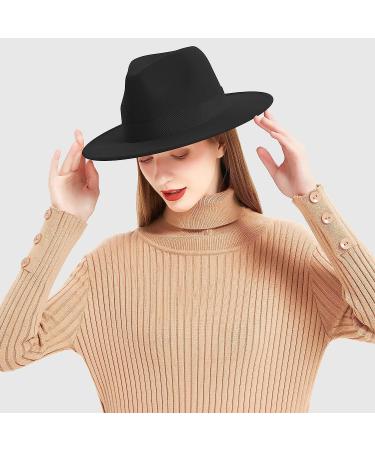 Two Tone Wide Brim Fedora Hat with Adjustable Band - Unisex Panama Style with Black Bow Detail - Buy Online on GoSupps.com