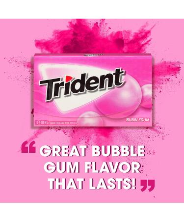 Trident Bubblegum Sugar Free Gum  12 Packs of 14 Pieces (168 Total Pieces) Bubble Gum - Buy Online on GoSupps.com