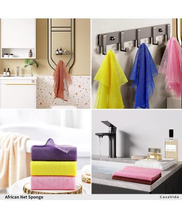 African Net Sponge Exfoliating Washcloth 3 Pack - CasaVida Body Scrubber Set for Shower and Bath in Pink, Yellow, Purple - Buy Online on GoSupps.com