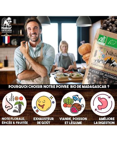 500gr Poivre Noir BIO de Madagascar Haute Qualit Prima+ Poivre en grain Note Florale Bois Fruit de Nab r - Buy Online on GoSupps.com