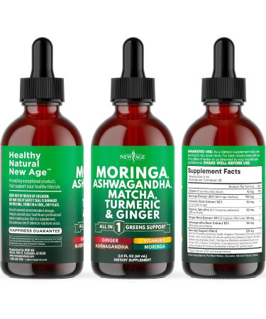 Moringa Supplement Drops - Ashwagandha, Spirulina, Chlorella, Turmeric & Ginger Liquid Barley Grass with Chlorophyll, Matcha, Algae, Vitamin C Antioxidant, Holy Basil, Ceylon Cinnamon - 4fl Oz 2 Fl Oz (Pack of 2) - Buy Online on GoSupps.com