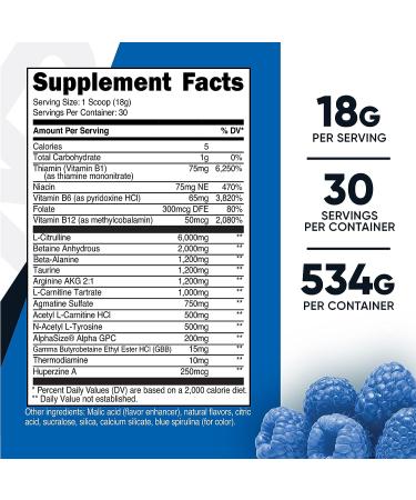 Nutricost Stim-Free Pre-Workout 30 Servings Blue Raspberry - Caffeine-Free & Non-GMO | Gluten-Free Formula | Stimulant-Free for Clean Energy Boost | 1 Pack - Buy Online on GoSupps.com