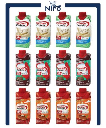 Premier Protein Limited Edition Winter Special Shake Variety Pack | Winter Mint Chocolate, Pumpkin Spice, Cake Batter Delight | 30g Protein, Low Fat & Sugar | 12-pack 11oz RTD Shakes - Buy Online on GoSupps.com