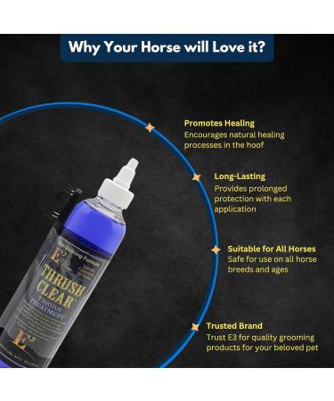 E3 Thrush Clear Treatment owerful Solution for Equine Hoof Thrush - 8 Oz - - Buy Online on GoSupps.com