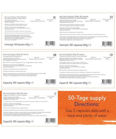 Now Foods Dong Quai 520mg Vegan Capsules - Lab-Tested, Gluten-Free, Soy-Free, Vegetarian - Buy Online on GoSupps.com