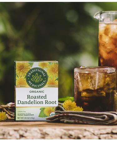 Traditional Medicinals Organic Roasted Dandelion Root Herbal Leaf Tea - 16 Tea Bags x 6 Packs - Buy Online on GoSupps.com