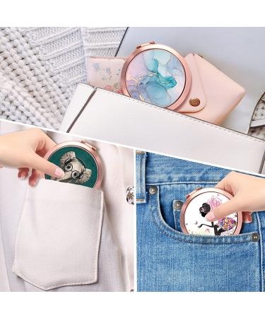 Rose Gold Compact Mirror - Double-Sided 2x/1x Magnification, Portable Hand Mirror for Women and Girls - Blue Marble Design - Great Gift Idea - Buy Online on GoSupps.com