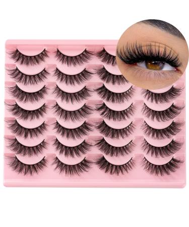 False Eyelashes Pesta as Postizas Wispy Mink Lashes Fluffy 17mm Cat Eye Lashes Natural Look 14 Pairs Fake Eyelashes Pack by Josiezoey(2 Styles) S2-Fashion Queen