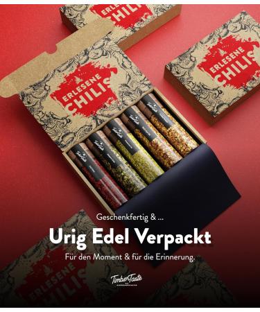Timber Taste Sharp Chilli Spices Gift Set - 5 Handpicked Chilis | Up to 700 000 Scoville | Perfect Father's Day Gift for Men & Women | Hot Chili Gift Ideas - Buy Online on GoSupps.com