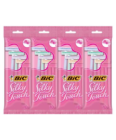 BIC Silky Touch Women's Twin Blade Disposable Razor, 10 Count - Pack of 4 (40 Razors) 10 Count (Pack of 4)