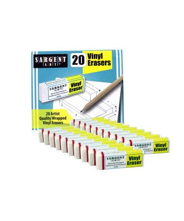 Sargent Art Plastic 20 White Vinyl Erasers  2-1/4 x 3/4 x 3/8 ea