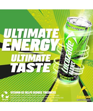 Lucozade Alert Ultimate High Caffeine Energy Drink Great Taste Contains vitamin B3 to help reduce tiredness - 8.5 Oz - Pack of 24 - Buy Online on GoSupps.com