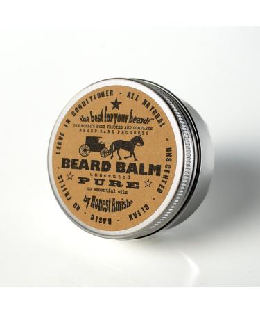 Honest Amish - PURE - Fragrance Free Beard Balm - All Natural - 2 Ounce