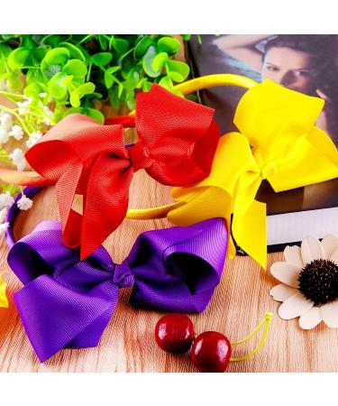 SIQUK 12-Piece Girls Headbands with Bow Ribbon - 4.5 Inch Grosgrain Bow Headbands in 12 Colors - Iridescent Hair Accessories - Buy Online on GoSupps.com