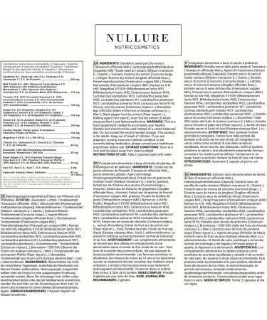Nullure Powerful and Fast Natural Liver Detox | Colon and Intestine | Milk Thistle + Dandelion + Probiotics + Turmeric + Ginger + Fennel | Vegan | 120 Capsules (2 Months) - Buy Online on GoSupps.com