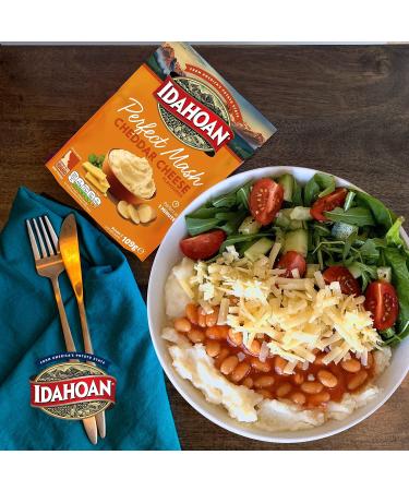 Idahoan Perfect Mash Cheddar Cheese - 8 Sachets Inside - 109g Each - Instant Mash Potato Perfect in 1 Minute Product of USA - Buy Online on GoSupps.com