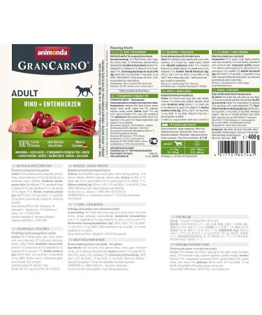 Animonda Gran Carno Adult Dog Food - Wet Beef & Duck Hearts 6 x 400g Pack - Premium Nutrition for Dogs - Buy Online on GoSupps.com
