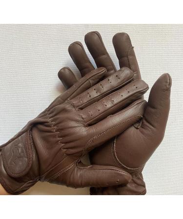 Women's Equestrian Gloves: 100% Real Leather Horse Riding Gloves in Brown, Beige, Tan & Black - Medium Dark Brown - Buy Online on GoSupps.com