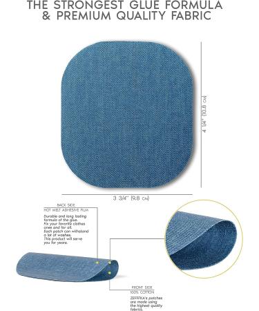 ZEFFFKA Premium Quality Denim Iron-on Jean Patches 10 Pieces Kit, Assorted Shades of Blue Black, Size 4-1/4 x 3-3/4 - Strongest Glue, 100% Cotton, for Repair & Decorating - Buy Online on GoSupps.com