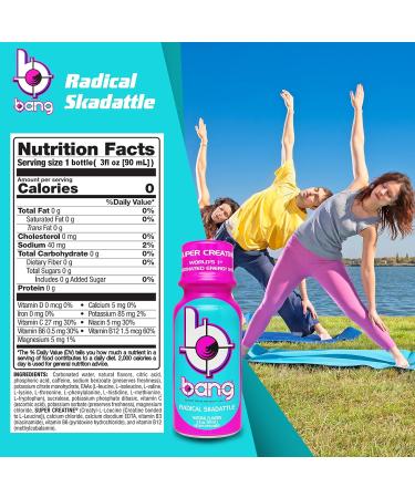 Bang Energy Shots Radical Skadattle Carbonated Energy Shot with Super Creatine 3 Fl Oz (12 Pack) - Buy Online on GoSupps.com