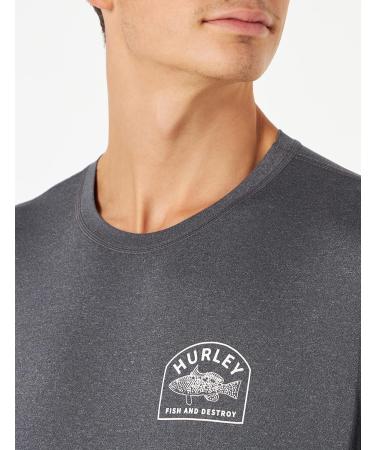 Hurley Men's Bay Bass Hybrid UPF Long Sleeve Rash Guard Shirt - XL Black (Heather Black) | Ideal for Water Sports & Sun Protection - Buy Online on GoSupps.com